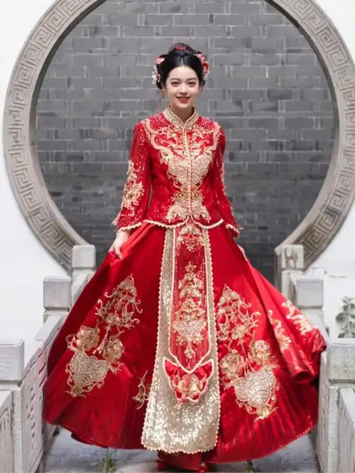 运城婚礼秀禾服租赁红色秀禾服