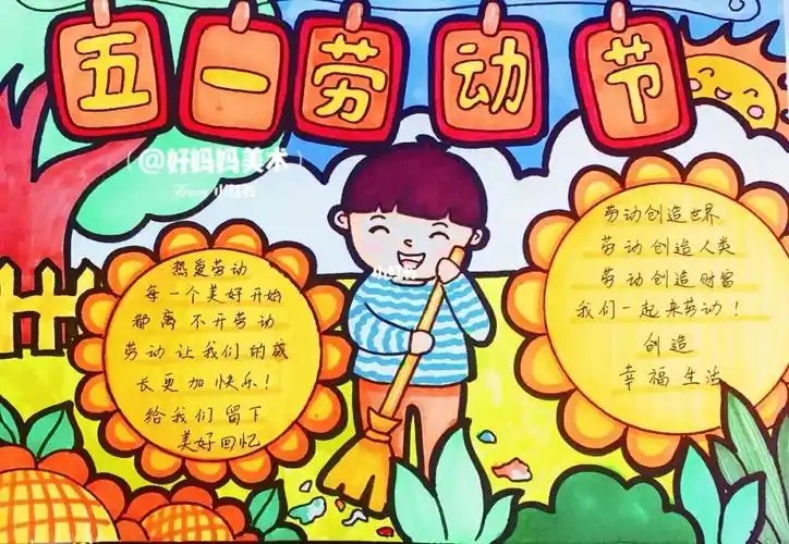 五一劳动节手抄报儿童画儿创