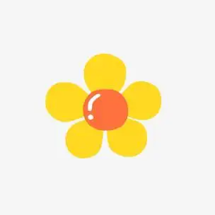 黄色卡通小花5朵花瓣