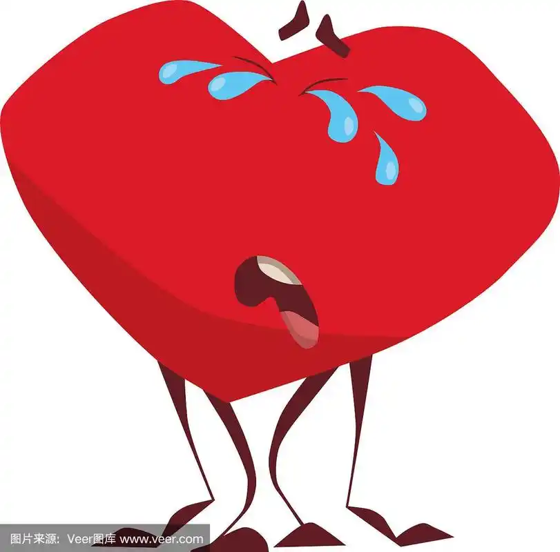 卡通人物的心哭得很伤心