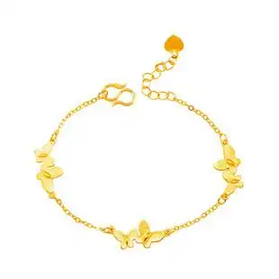 黄金手链足金999时尚蝴蝶手链女款24k转运珠纯金手链正品黄金首饰 券