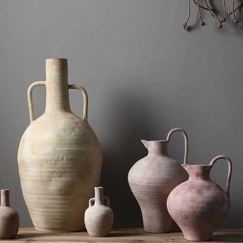 侘寂居家陶瓷书房莫兰兰迪陶艺手作花瓶摆件花瓶