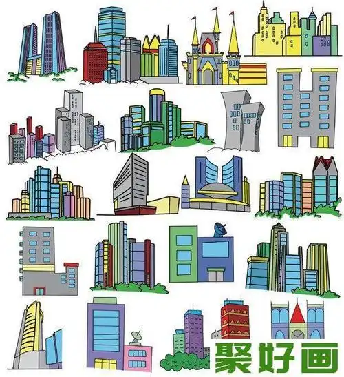 高楼大厦简笔画简单儿童画高楼大厦简笔画怎么画城市风景简笔画城市