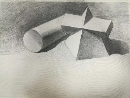 素描暑假作业4:两个几何体静物组合