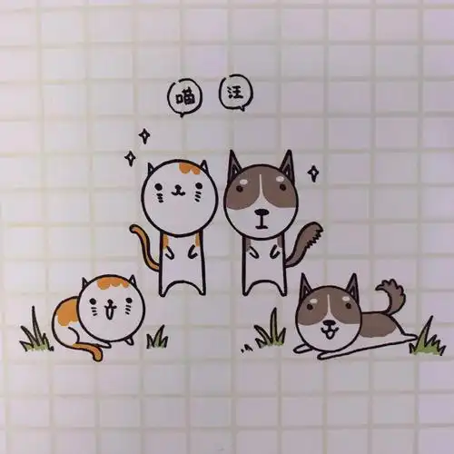 猫猫狗狗的简笔画