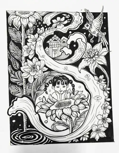 黑白装饰画三步创作法内附过程图