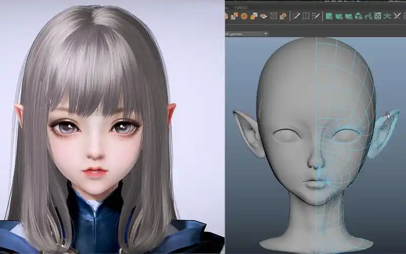 【maya建模】q版女性角色头部布线结构比例讲解,精讲案例教程