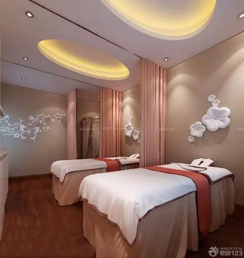 现代风格家庭式美容院床头背景墙设计图