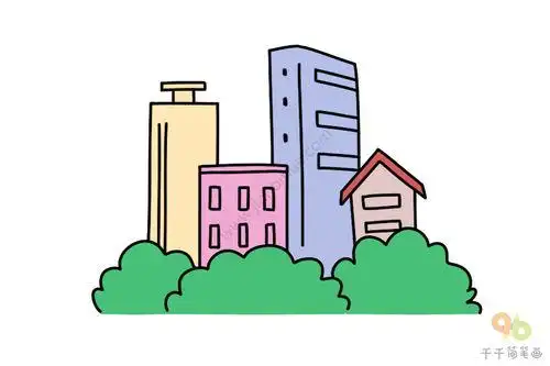 建筑儿童简笔画的画法 亲子简笔画大全城市简笔画 城市简笔画高楼大厦