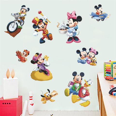 米奇米妮 迪士尼卡通老鼠壁纸儿童房幼儿园客厅装饰墙贴壁画