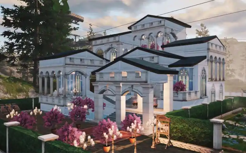 明日之后建筑原创设计-《霁色女神》【罗马结构版】