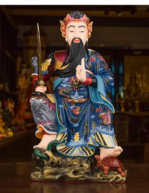 三漫陀纯铜玄天上帝彩绘52cm北帝玄武武当山真武大帝神像北极真君甲