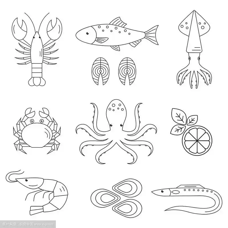 海鲜平线图标集