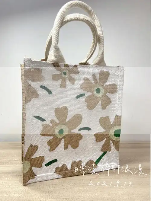 手绘麻布包#我的手工日常#手工#黄麻袋改造#diy手工制作#晒新包包
