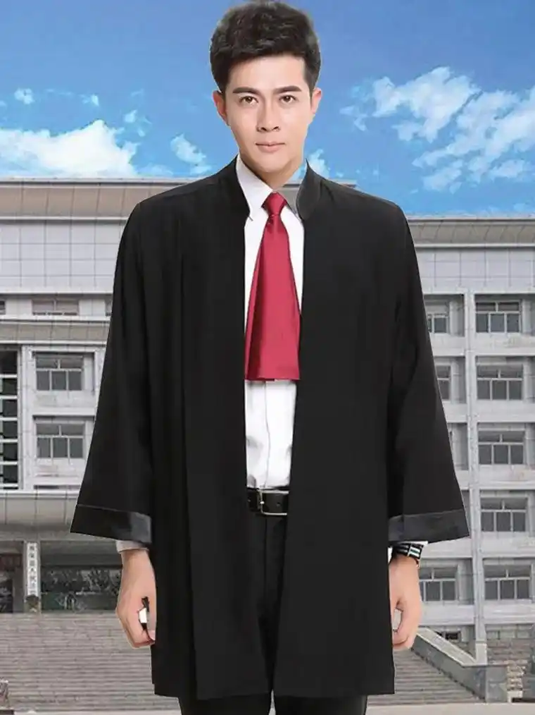 这款律师袍男黑色大状诉讼师工作服真的是太帅气了!