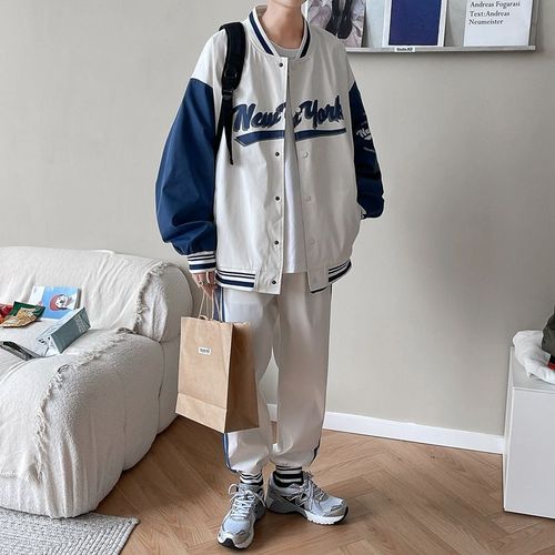 男士秋冬长袖棒球服夹克套装韩版帅气男装初中生男生运动帅气套装