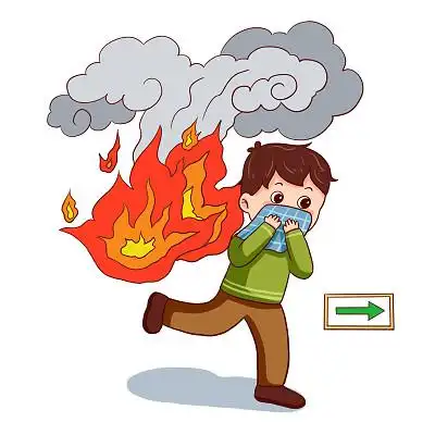 手绘卡通火灾逃生自救消防安全救援火灾事故png素材火灾元素
