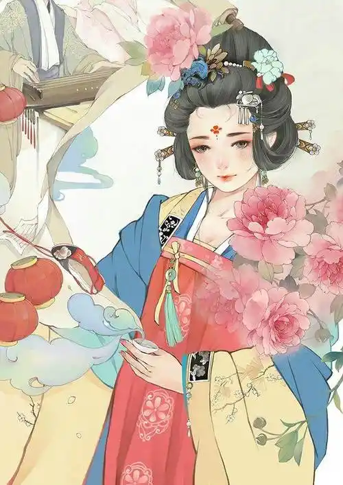 古装美女水彩画上色素材sai手绘人物插画教程呀呀xf003古风手绘插画