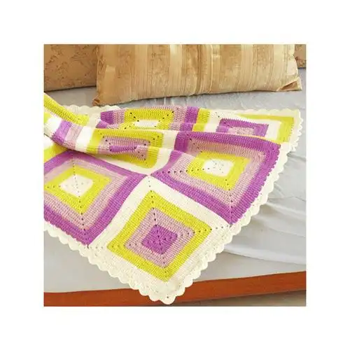 【a170701】方形拼色婴儿毯/空调毯/盖毯 附教程 - 明月的棒针艺术