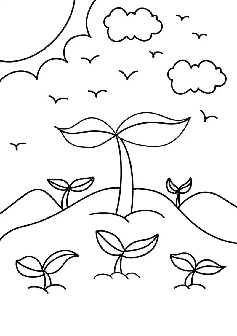 春天主题画 春天来了 创意画 儿童画 简笔画 带线稿哦 适合小朋友呢