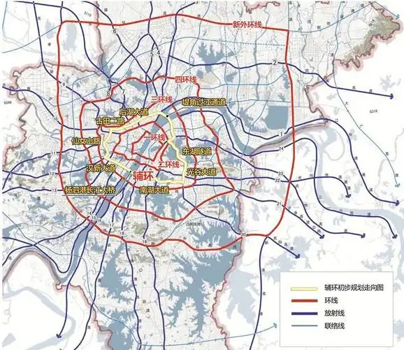 大武汉五环变六环新增一条辅助环线位于二环和三环之间