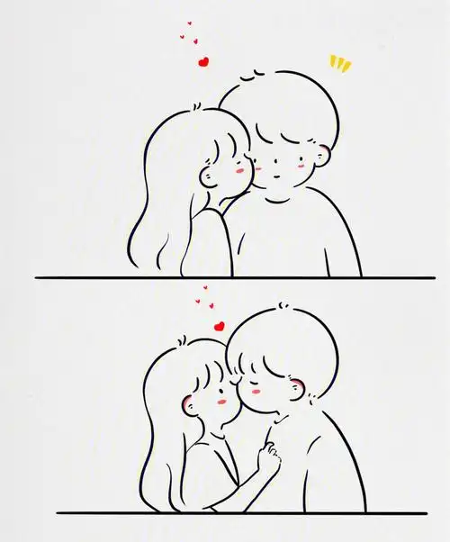 情侣简笔画你站在那里我就可以爱你很久