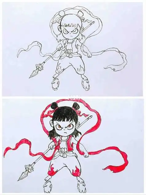 帅气哪吒简笔画加风火轮(哪吒的风火轮怎么画简笔画) -【爱个性】