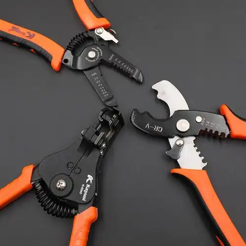 kapusi电工剥线钳子光纤电缆断线钳斜口压线钳子多功能自动剥线钳