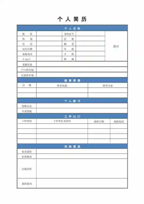 个人求职简历表格式实用范文模板docx