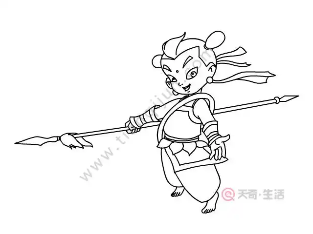 哪吒简笔画,哪吒的画法,哪吒怎么画