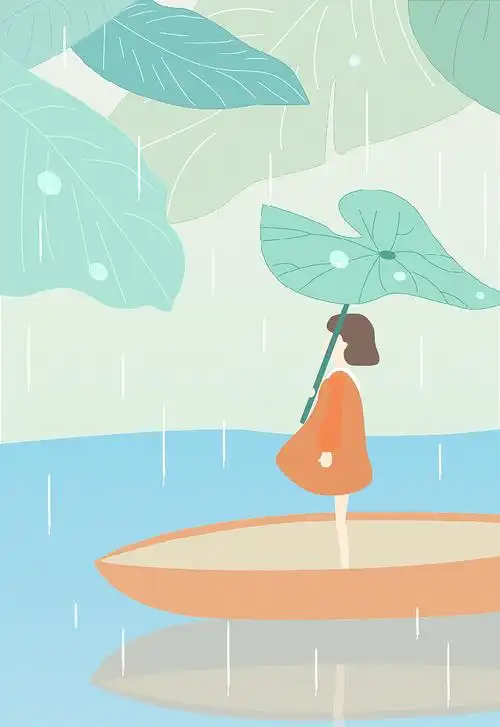 一组下雨小插画