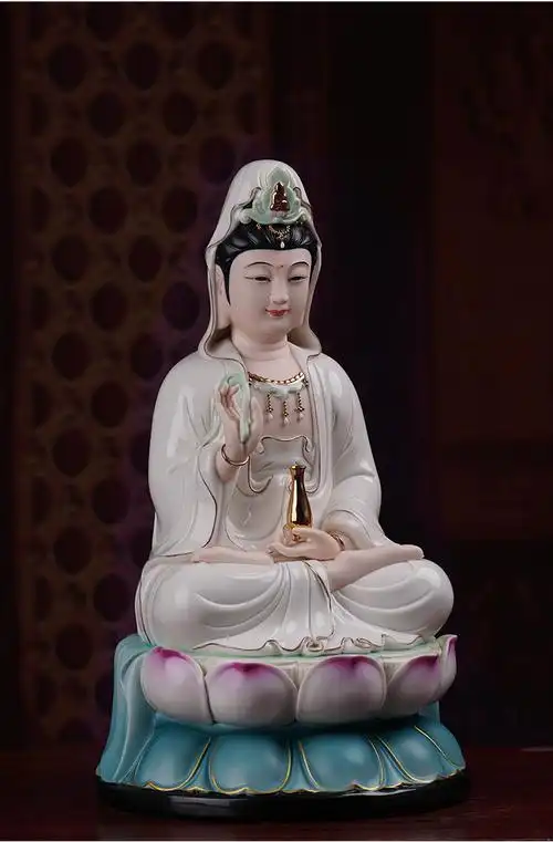 8吋 观音佛像【小火彩绘