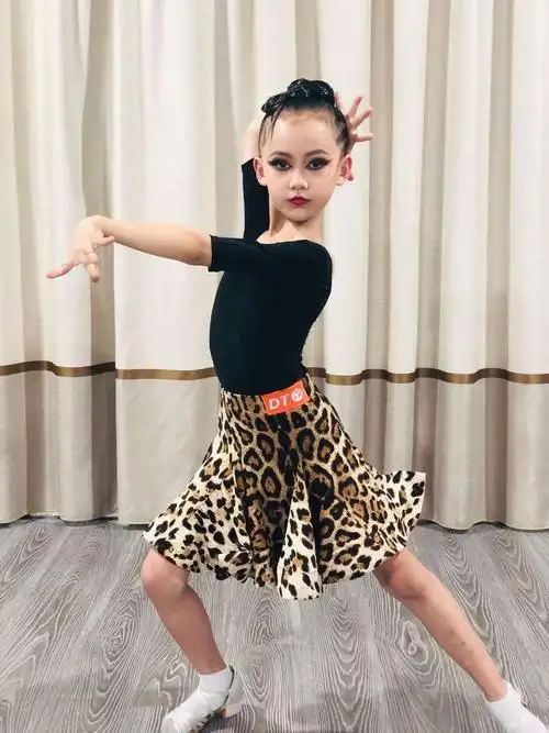 拉丁舞儿童服装夏季女童舞蹈练功分体少儿比赛儿童演出服