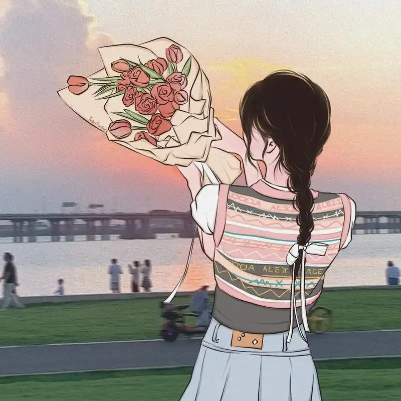 淡淡的温柔 格外明亮 #手绘头像 #女生头像 #背影杀 - 抖音