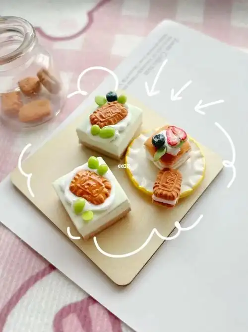 粘土手工|焦糖饼干小蛋糕甜品下午茶90