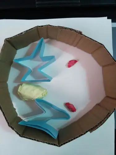 红色纸揉成小团,做成线粒体.