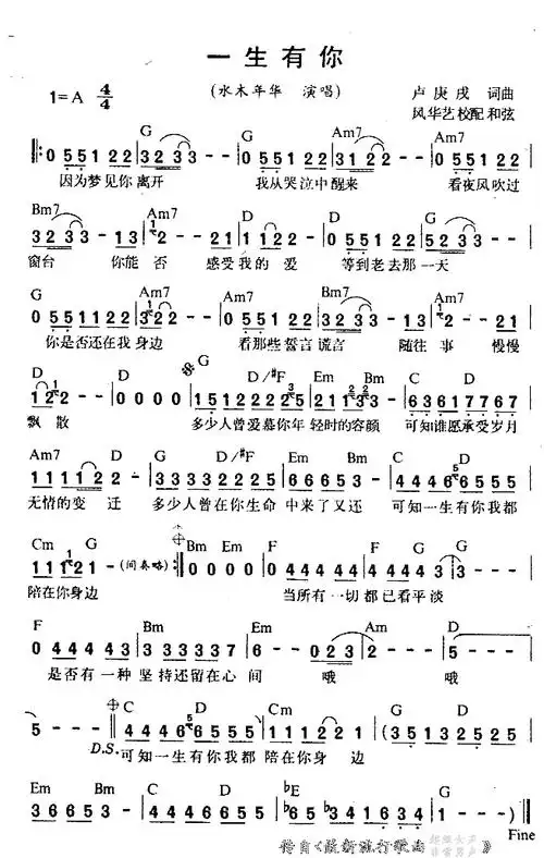 一生有你歌词作词:卢庚戌 作曲:卢庚戌演唱:水木年华因为梦见你离开我