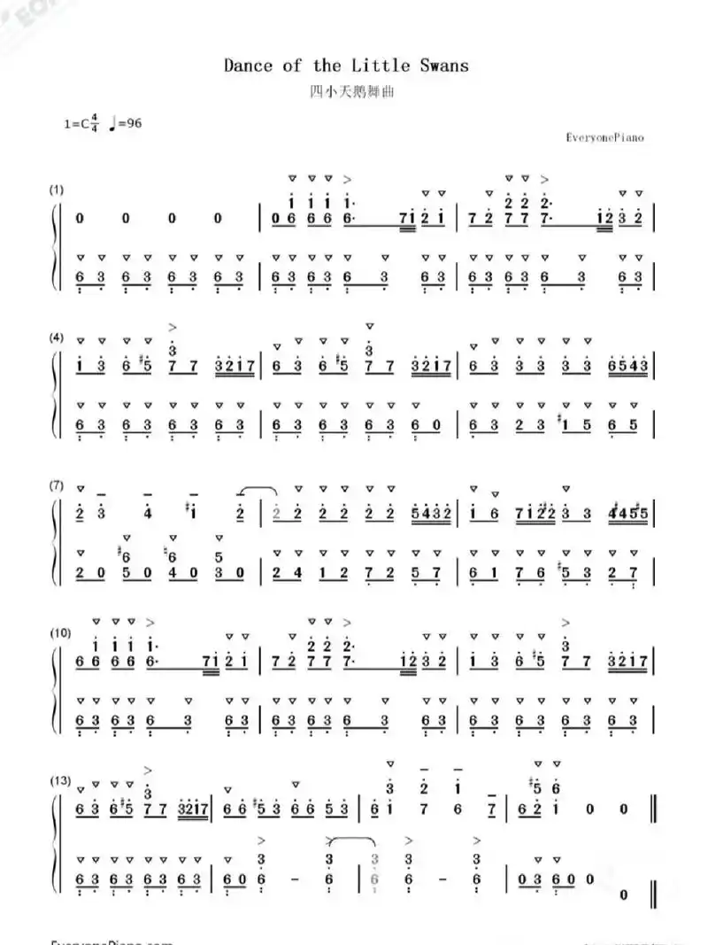 《四小天鹅》钢琴简谱