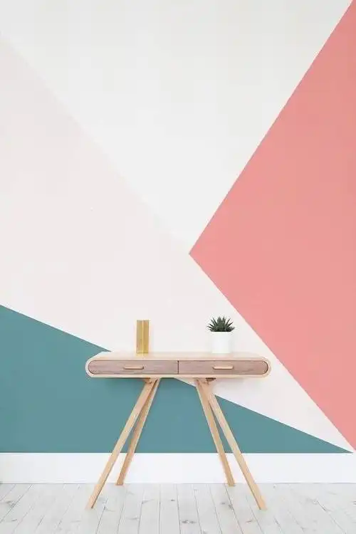 高级的几何彩色墙面色彩涂料想知道用什么做的吗