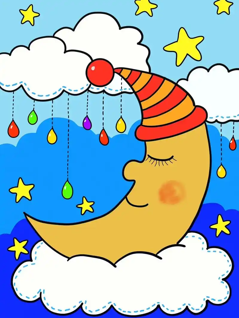 月亮儿童画#简笔画 #一起学画画 #一学就会系列 #跟着抖音 - 抖音