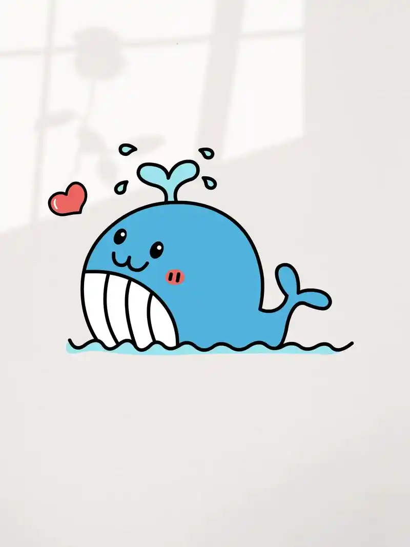 可爱鲸鱼简笔画教程,我知道你们又说学不会