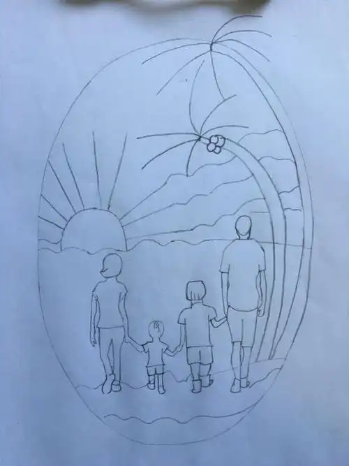 海边游玩简笔画