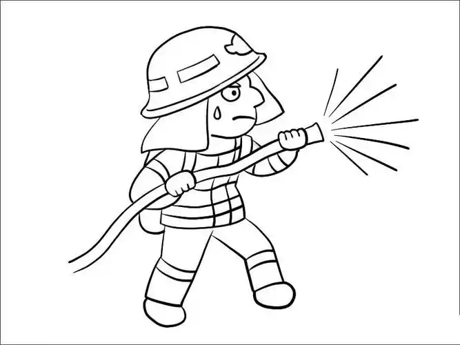 消防员救火简笔画_简笔画图片大全 - 元艺考