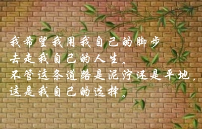 我希望我用我自己的脚步去走我自己的人生.