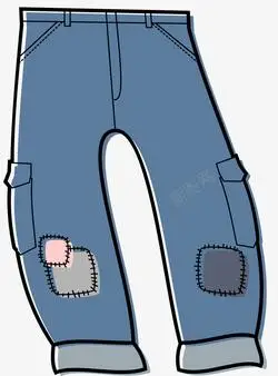 牛仔裤破洞补丁牛仔裤矢量图高清图片