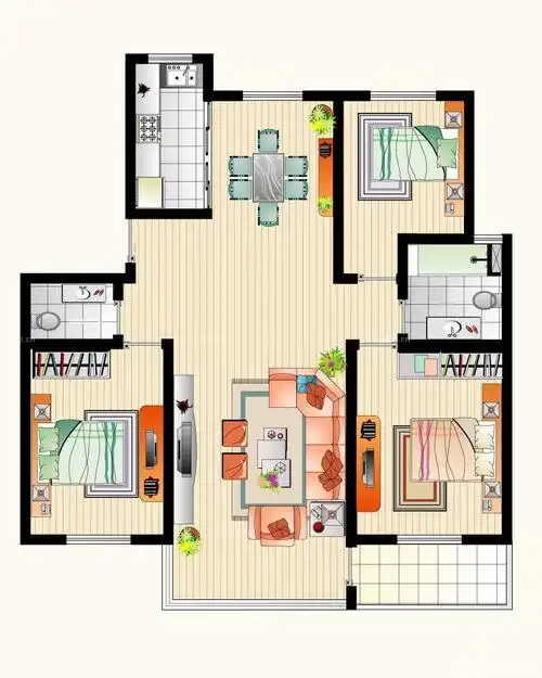 农村别墅设计客厅平面图大全