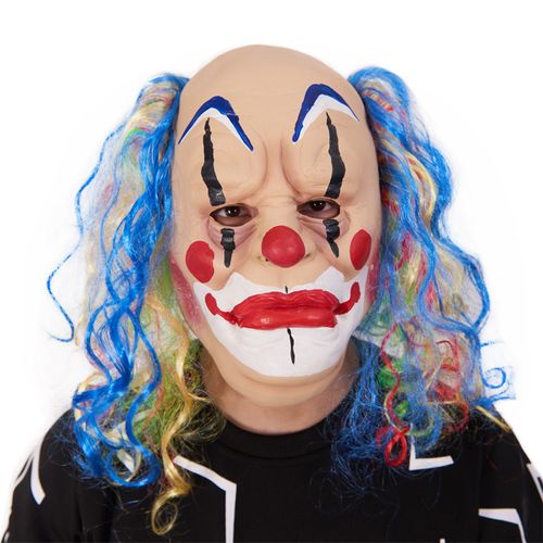 卷发秃顶小丑吓人万圣节舞会演出道具搞笑直播恐怖鬼整人乳胶面具