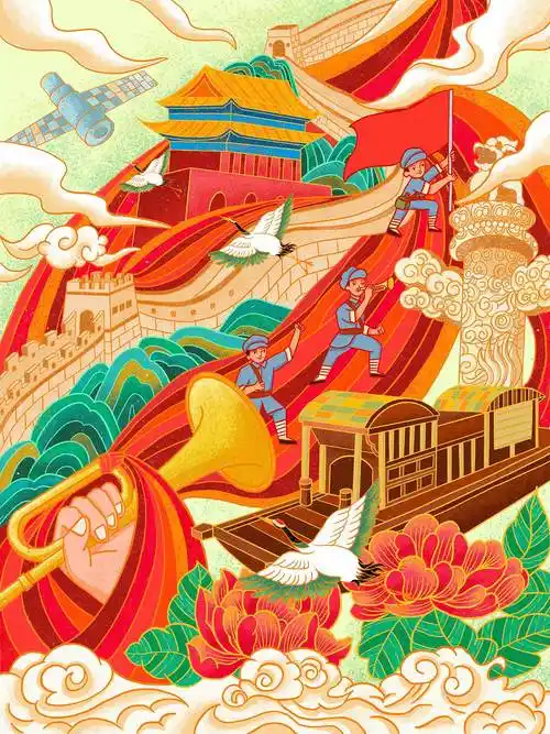 建党100周年|插画|商业插画|楠木cyn - 原创作品 - 站酷 (zcool)