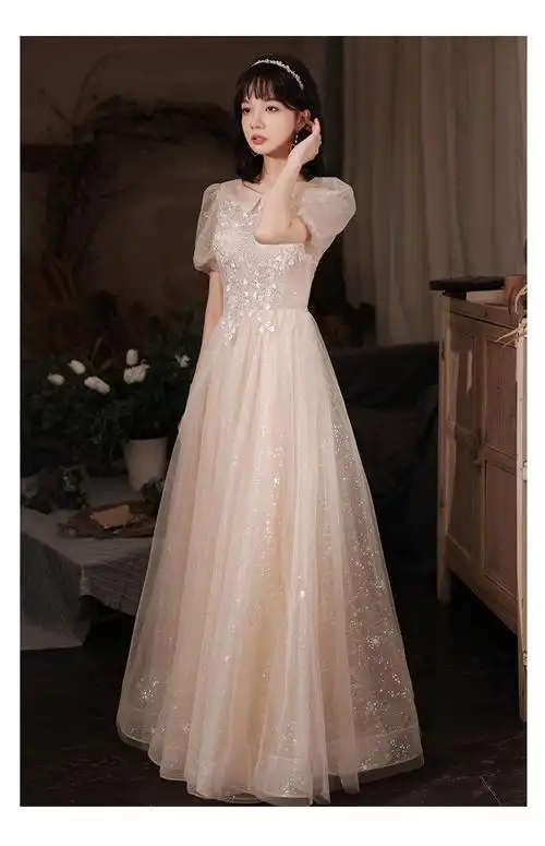 少女 钢琴演出服女中学生艺考礼服声乐独唱气质大气演出晚礼服音乐古