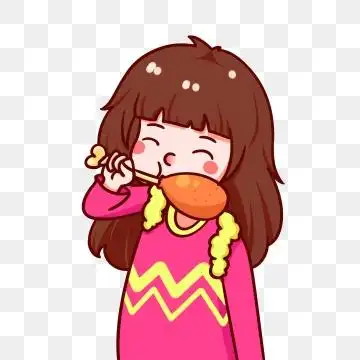 吃食物的人 暖色系 甜甜圈 美少女, 吃货小女孩开心吃鸡腿, 吃食物的